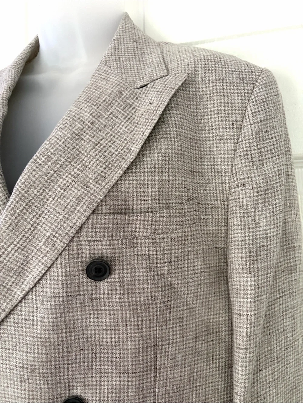 Reiss Blazer Angel Slim Fit Puppytooth Blazer Oatmeal Beige size 40